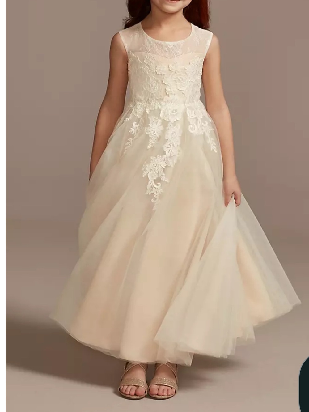 David’s bridal Ivory Lace Tulle Flower Girl Dress